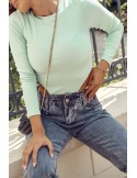 Ribbed bodysuit with long sleeves, mint FG599 - Online store - Boutique